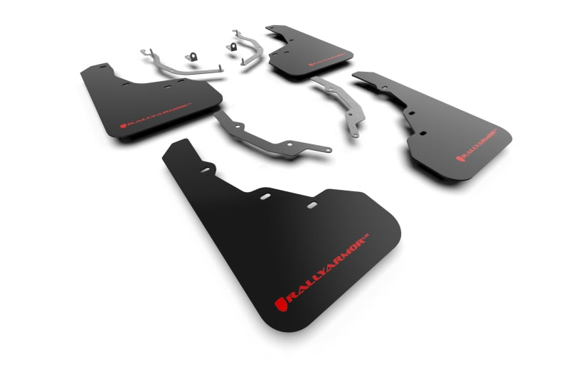 Rally Armor 2022 Hyundai Santa Cruz Black UR Mud Flap w/ Red Logo - eliteracefab.com