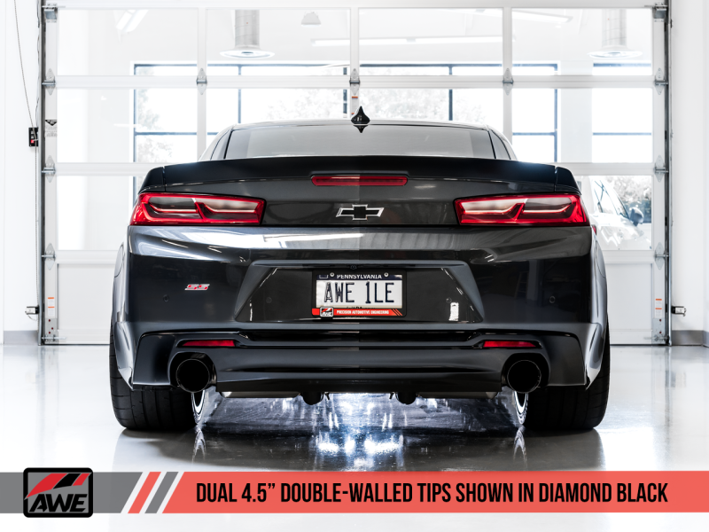 AWE Tuning 16-19 Chevrolet Camaro SS Axle-back Exhaust - Track Edition (Diamond Black Tips) - eliteracefab.com