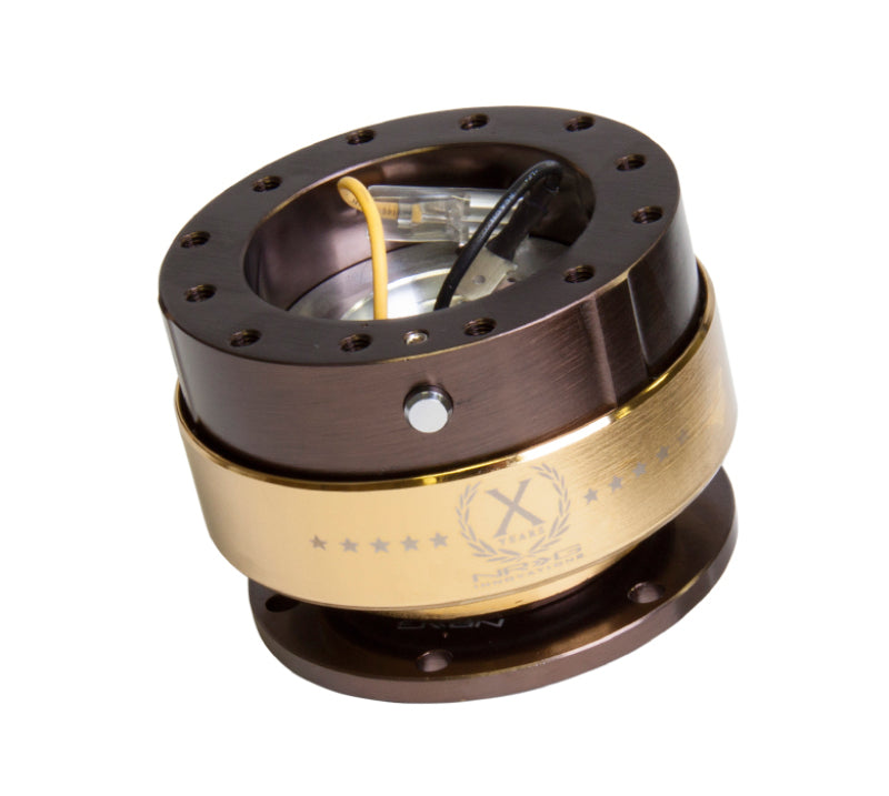 NRG Quick Release Gen 2.0 Bronze Body Chrome Gold Ring - eliteracefab.com