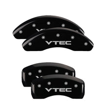 Load image into Gallery viewer, MGP 4 Caliper Covers Engraved Front &amp; Rear Vtech Black finish silver ch MGP