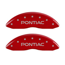 Load image into Gallery viewer, MGP 4 Caliper Covers Engraved Front Pontiac Engraved Rear G8 Red finish silver ch - eliteracefab.com