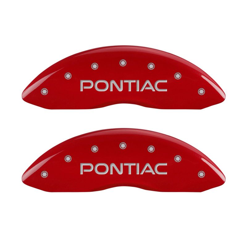 MGP 4 Caliper Covers Engraved Front Pontiac Engraved Rear GTO Red finish silver ch MGP