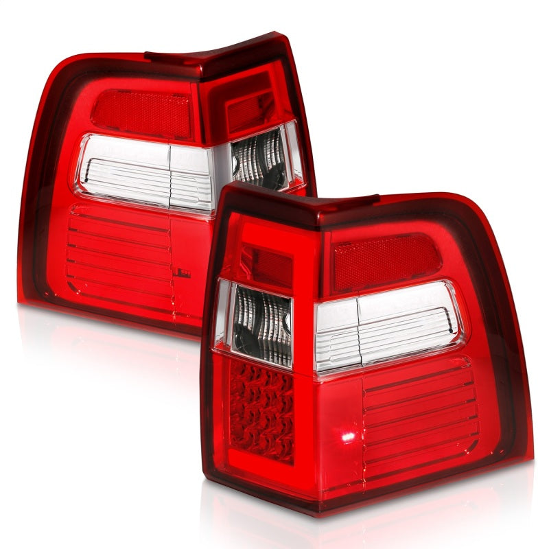 ANZO FORD EXPEDITION 07-17 LED C BAR STYLE TAIL LIGHTS CHROME RED/CLEAR LENS W/ SEQUENTIAL SIGNAL - 311410 ANZO