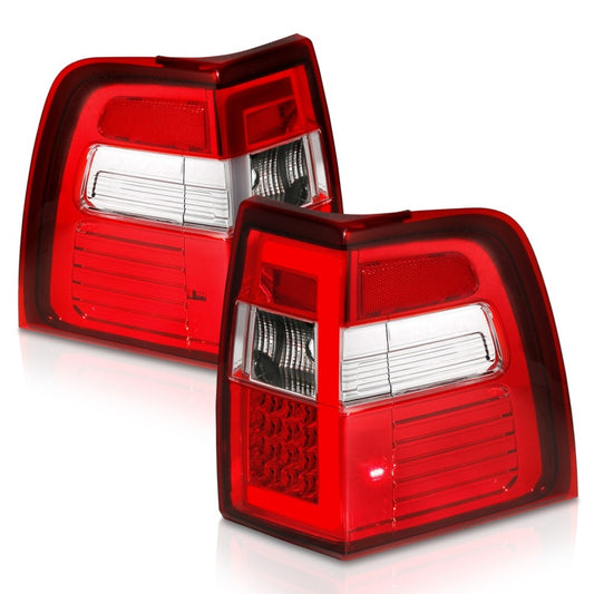 ANZO FORD EXPEDITION 07-17 LED C BAR STYLE TAIL LIGHTS CHROME RED/CLEAR LENS W/ SEQUENTIAL SIGNAL - 311410 ANZO