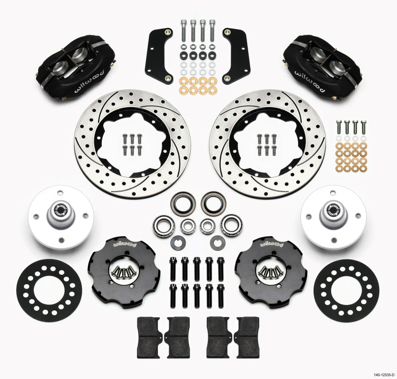 Wilwood Forged Dynalite Front Kit 10.75in Drilled Red 64-65 Mustang 6 Cylinder 4-lug Wilwood