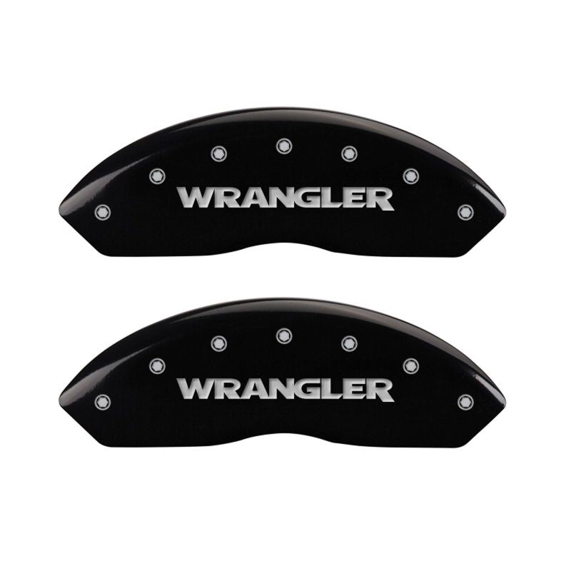MGP Front set 2 Caliper Covers Engraved Front WRANGLER Black finish silver ch MGP