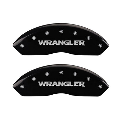 MGP Front set 2 Caliper Covers Engraved Front WRANGLER Black finish silver ch MGP
