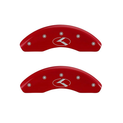 MGP 4 Caliper Covers Engraved Front & Rear Circle K/Kia Red finish silver ch - eliteracefab.com