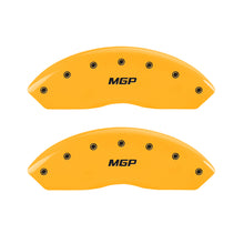 Load image into Gallery viewer, MGP 4 Caliper Covers Engraved Front &amp; Rear MGP Yellow finish black ch MGP