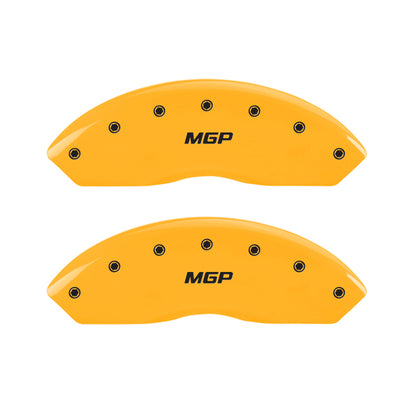 MGP 4 Caliper Covers Engraved Front & Rear GMC Yellow finish black ch MGP