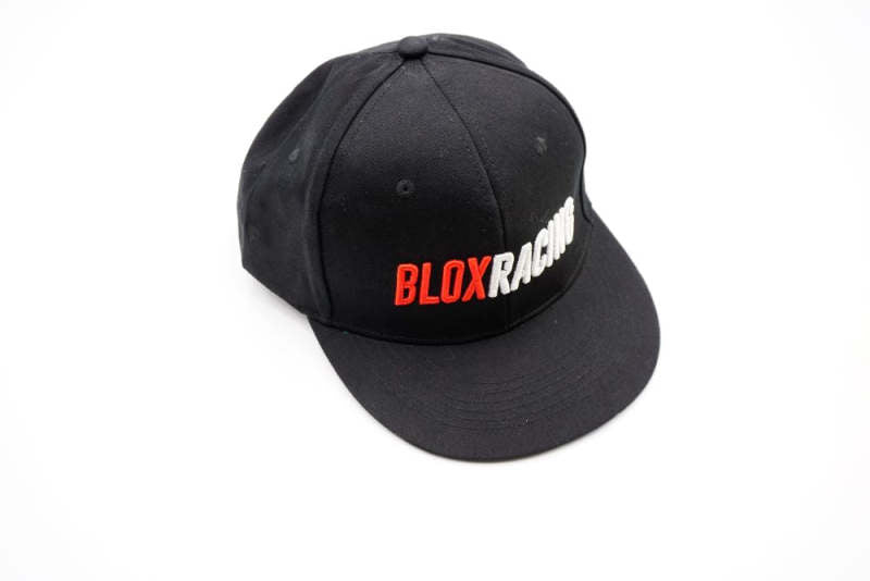 BLOX Racing Snapback Cap Black with Red and White Logo - Blox Racing - New Style Flat Bill BLOX Racing