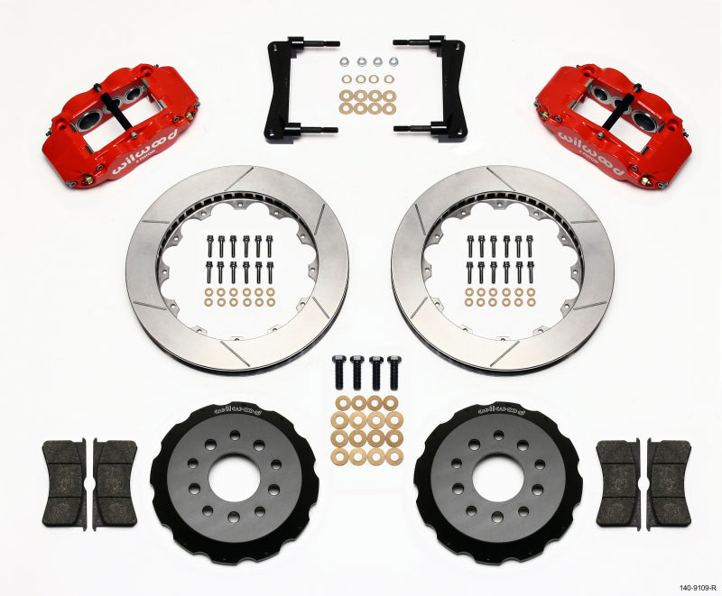 Wilwood Narrow Superlite 6R Front Hat Kit 13.06in Red 2005-2014 Mustang Wilwood