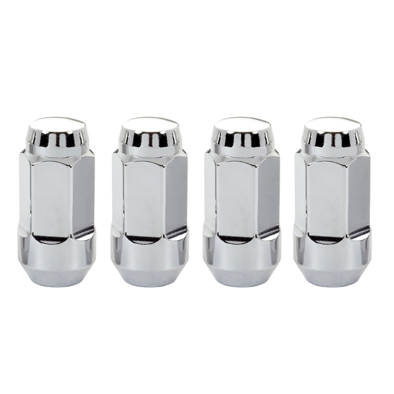 McGard Hex Lug Nut (Cone Seat Bulge Style) M14X1.5 / 13/16 Hex / 1.945in. Length (4-Pack) - Chrome - eliteracefab.com