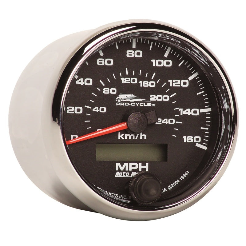 Autometer Pro-Cycle Gauge Speedo 2 5/8in 160 Mph/260Kmh Elec Black 19344