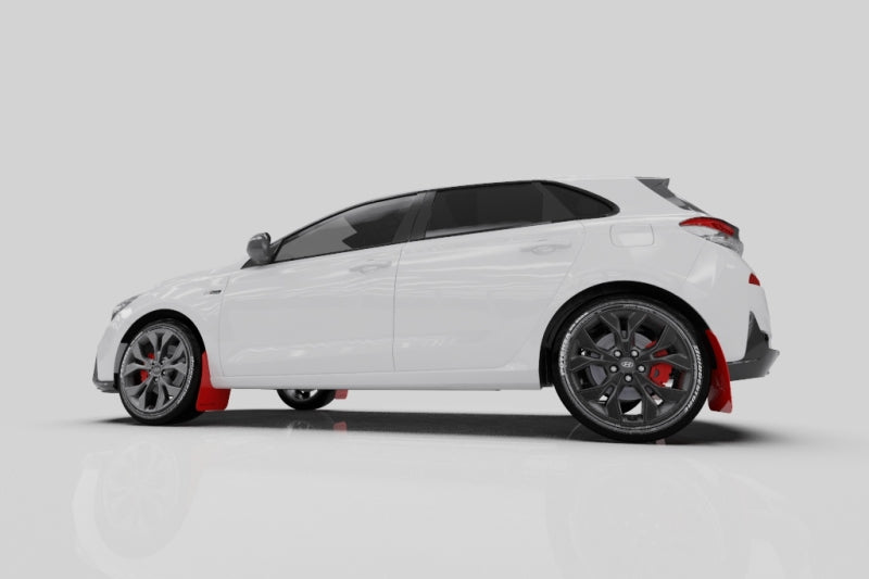 Rally Armor 2019+ Hyundai Elantra N Line UR Black Mud Flap w/ Performance Blue Logo - eliteracefab.com