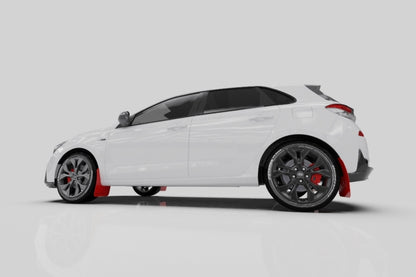 Rally Armor 2019+ Hyundai Elantra N Line UR Black Mud Flap w/ Performance Blue Logo - eliteracefab.com