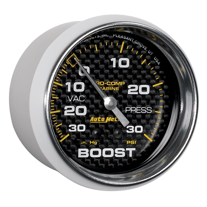Autometer Marine Carbon Fiber Gauge 2-5/8in Mechanical Vacuum/Boost Gauge 30INHG-30PSI 200775-40