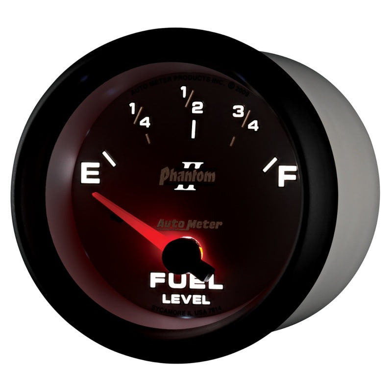 AutoMeter Gauge Fuel Level 2-5/8in. 0 Ohm(e) to 90 Ohm(f) Elec Phantom II 7814