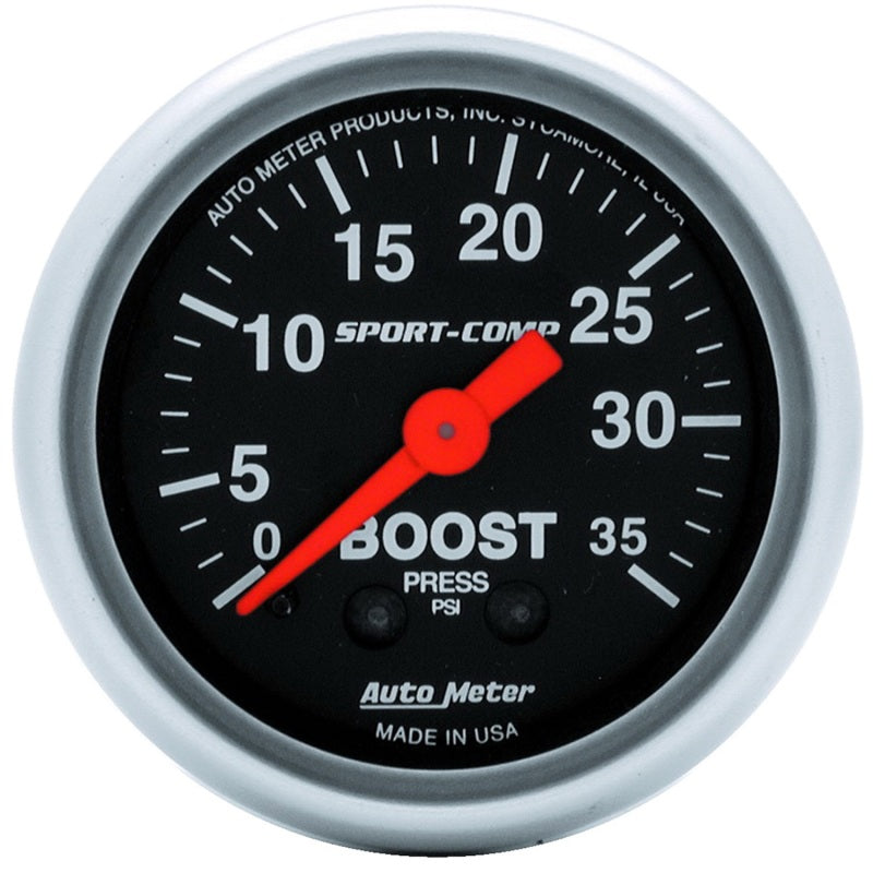 Autometer Sport-Comp 52mm 35 PSI Mechanical Boost Gauge.