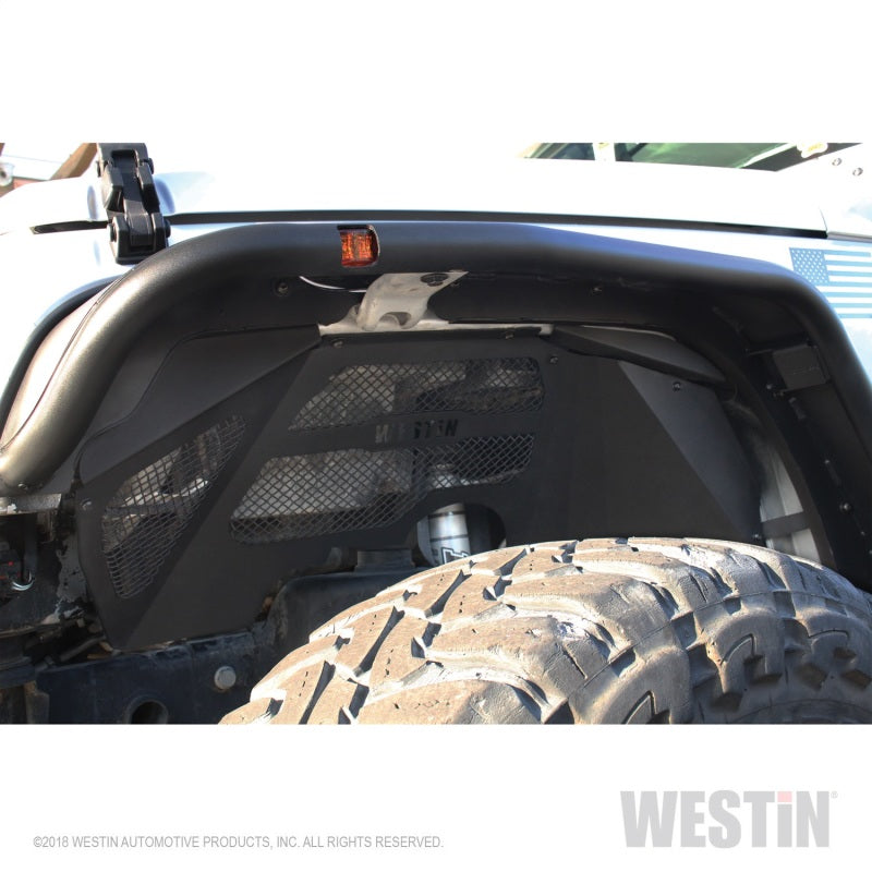 Westin 07-18 Jeep Wrangler JK Inner Fenders - Front - Textured Black - eliteracefab.com