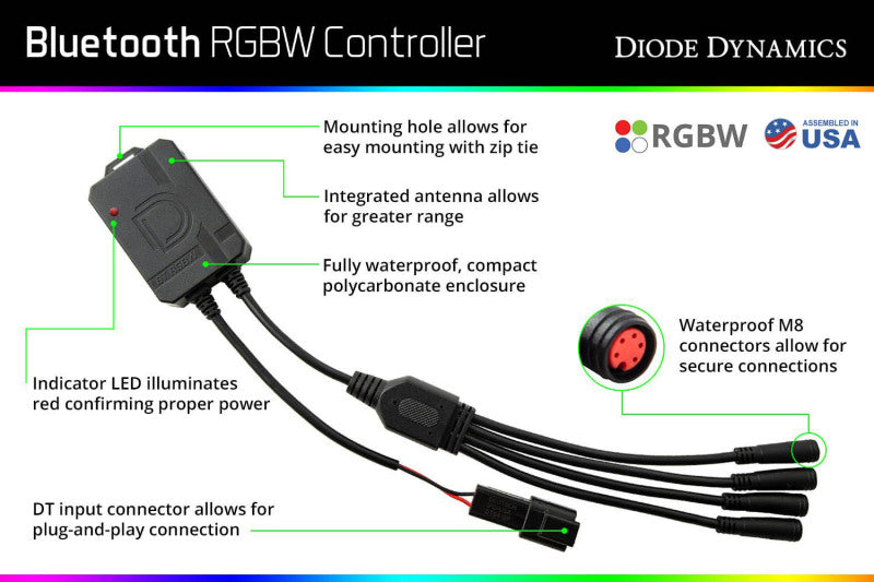 Diode Dynamics - Bluetooth RGBW M8 Controller 1ch Diode Dynamics