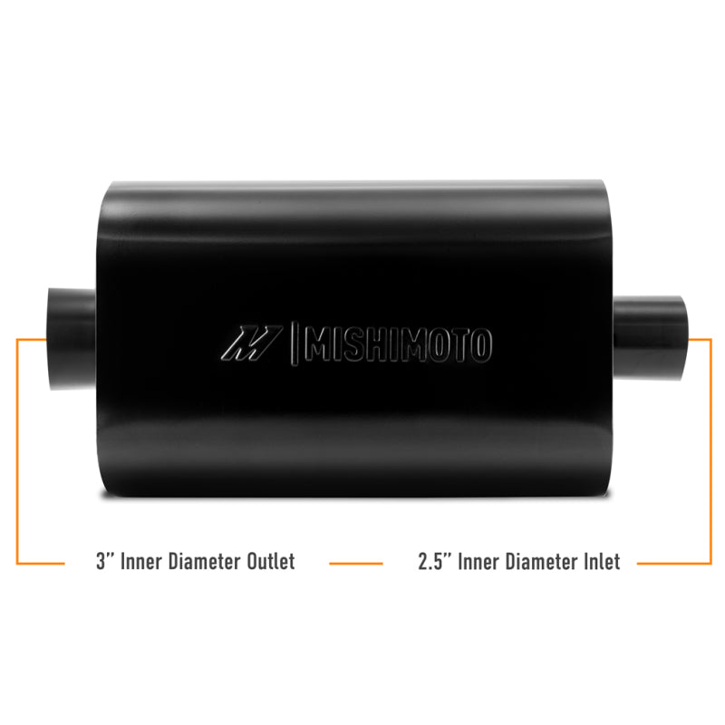 Mishimoto Muffler with 2.5in Center Inlet/Outlet - Angled Tip - Black Mishimoto