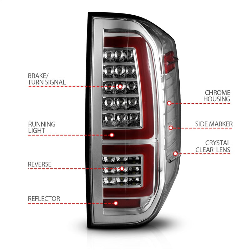 ANZO 2014-2021 Toyota Tundra LED Taillights Chrome Housing/Clear Lens - eliteracefab.com