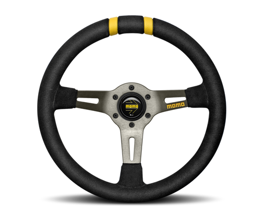 Momo MODDRIFT Steering Wheel 330 mm - Black Suede/Anth Spokes/2 Stripes - eliteracefab.com