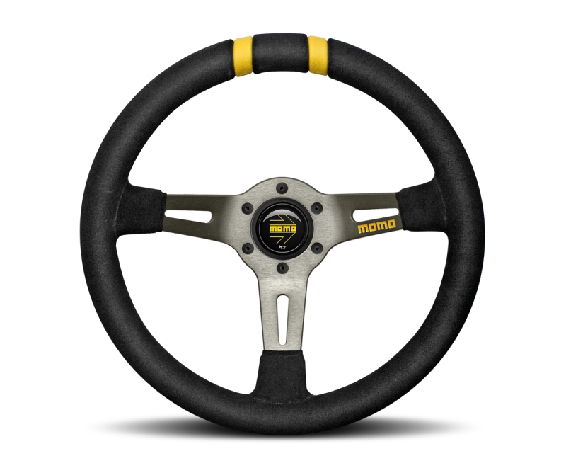 Momo MODDRIFT Steering Wheel 330 mm - Black Suede/Anth Spokes/2 Stripes - eliteracefab.com