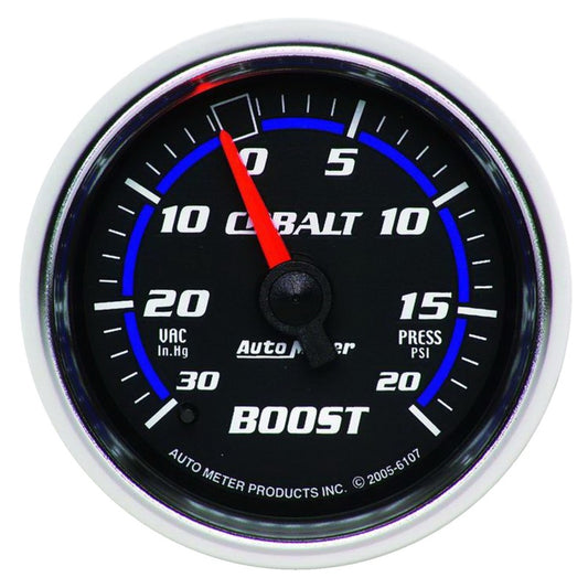 AutoMeter GAUGE; VAC/BOOST; 2 1/16in.; 30INHG-20PSI; MECHANICAL; COBALT - eliteracefab.com