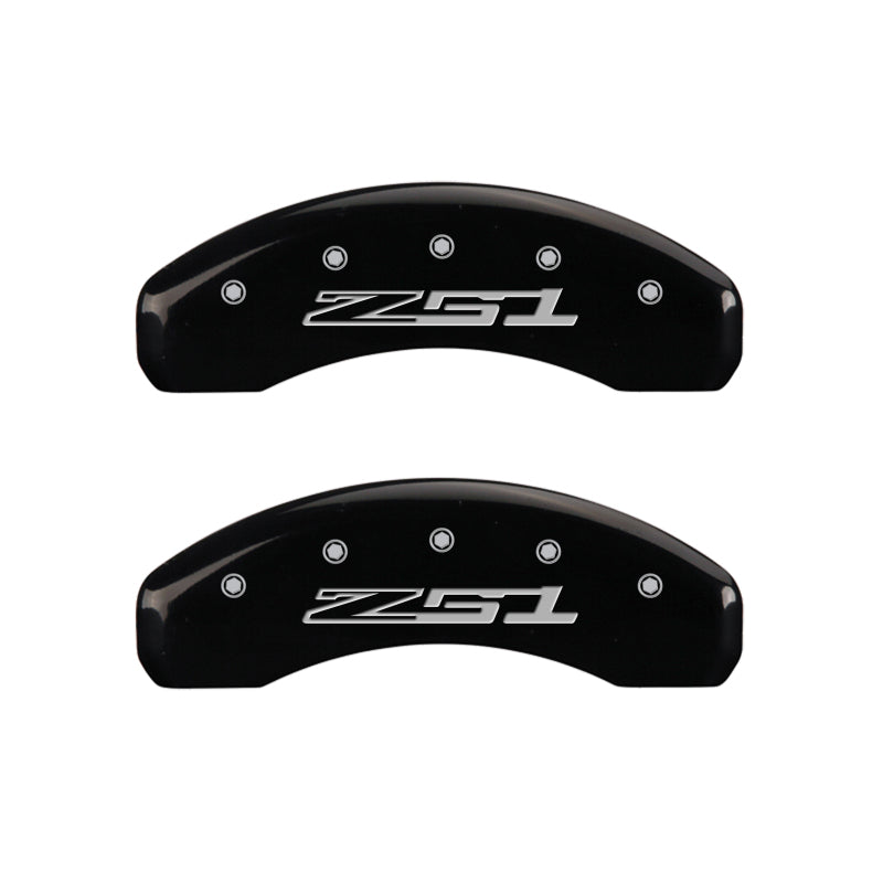 MGP 4 Caliper Covers Engraved Front Corvette C7 Engraved Rear Z51/2015 Black finish silver ch MGP