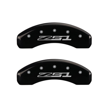 MGP 4 Caliper Covers Engraved Front Corvette C7 Engraved Rear Z51/2015 Black finish silver ch MGP