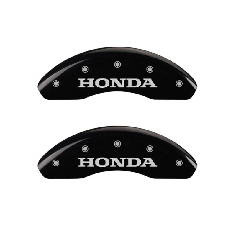 MGP Front set 2 Caliper Covers Engraved Front Honda Black finish silver ch MGP