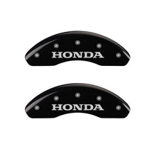 Load image into Gallery viewer, MGP 4 Caliper Covers Engraved Front &amp; Rear Honda Black finish silver ch MGP