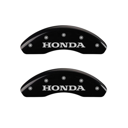 MGP Front set 2 Caliper Covers Engraved Front Honda Black finish silver ch MGP