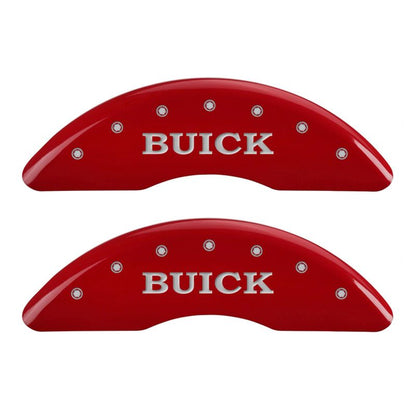 MGP 4 Caliper Covers Engraved Front Buick Engraved Rear Buick Shield Red finish silver ch MGP