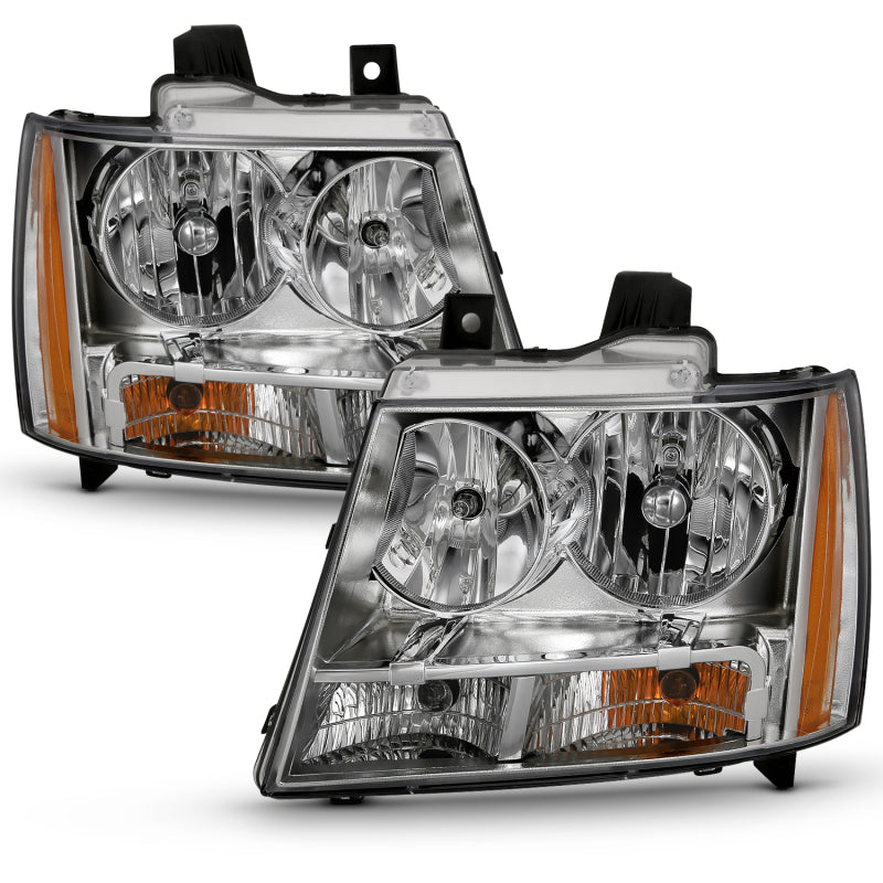 ANZO 2007-2014 Chevy TahOE Crystal Headlight Chrome Amber(OE) - eliteracefab.com