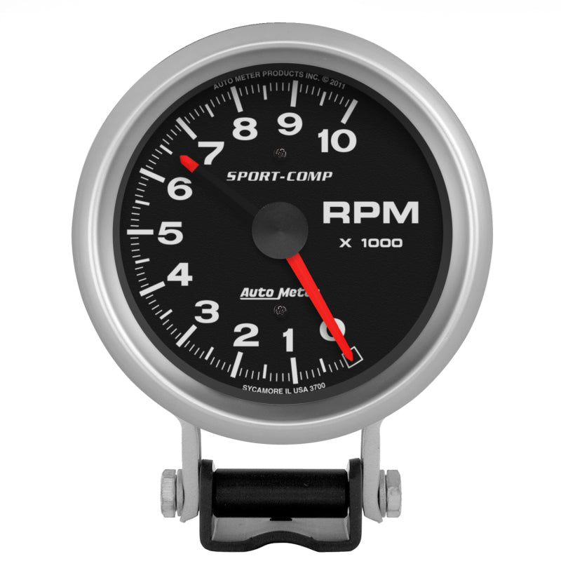 Autometer Standard 3-3/4in 10,000 RPM Pedestal Mount Tachometer Sport Comp 3700