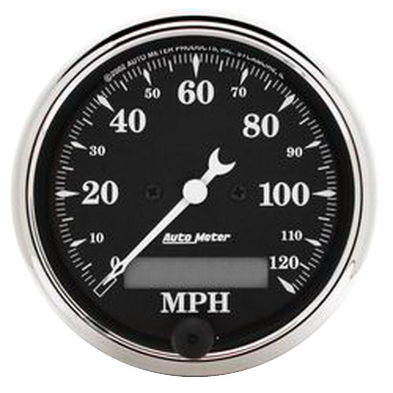 AutoMeter Gauge Speedo. 3-1/8in. 120MPH Elec. Prog. W/ Lcd Odo Old Tyme Blk 1787