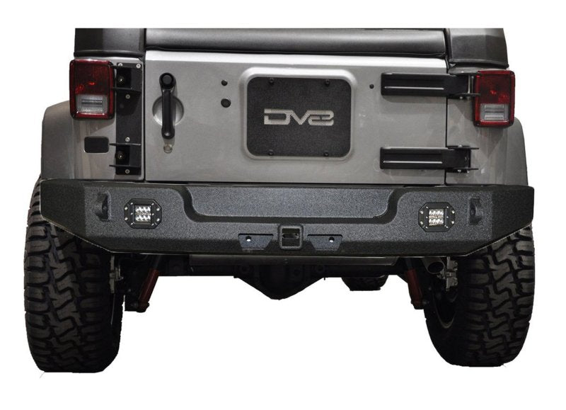 DV8 Offroad 07-18 Jeep Wrangler JK Full Length Rear Bumper w/ Light Holes - eliteracefab.com