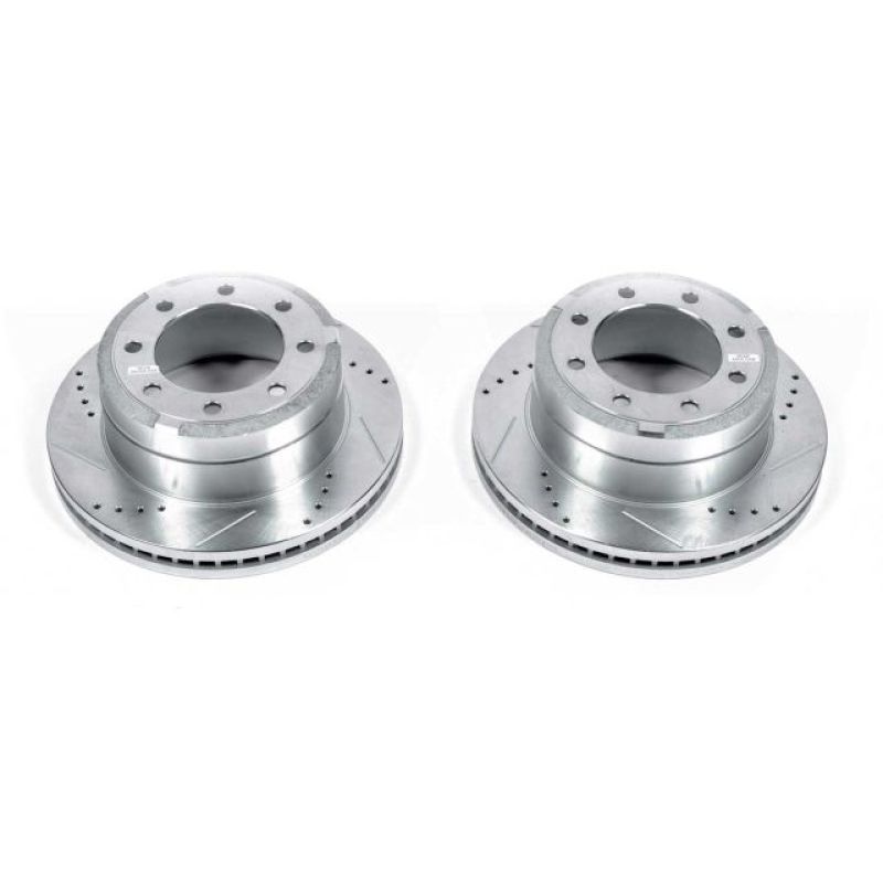 Power Stop 13-19 Ford F-250 Super Duty Rear Evolution Drilled & Slotted Rotors - Pair - eliteracefab.com