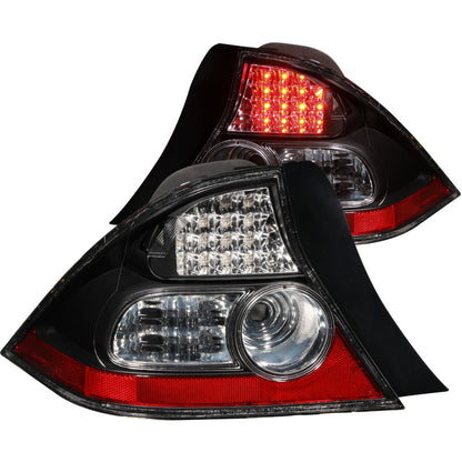 ANZO USA Honda Civic 2dr Led Taillights Black; 2004-2005 - eliteracefab.com