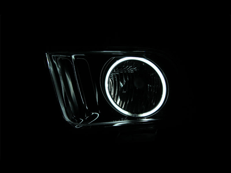 ANZO USA Ford Mustang Crystal Headlights W/ Halo Black Ccfl; 2005-2009 - eliteracefab.com
