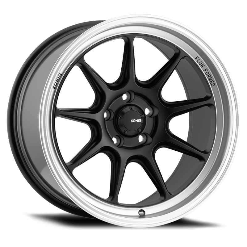 Konig Countergram 15x9 4x100 ET35 Matte Black / Matte Machined Lip - eliteracefab.com