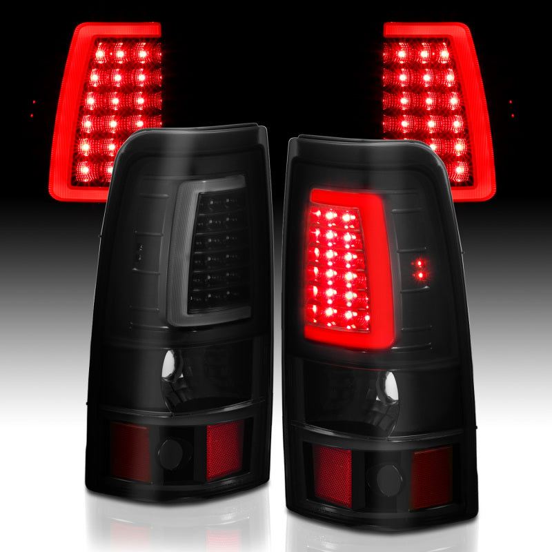 ANZO 1999-2002 Chevy Silverado 1500 LED Taillights Plank Style Black w/Smoke Lens - eliteracefab.com