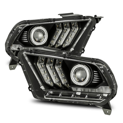 AlphaRex 880112 10-12 Ford Mustang PRO-Series Projector Headlights Plank Style Black w/Top/Bottom DRL