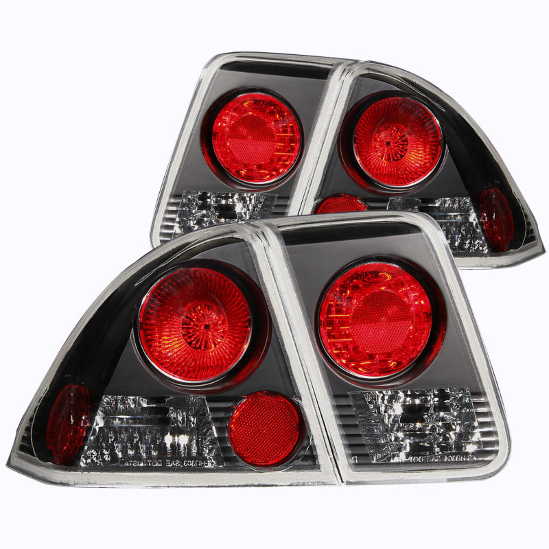 ANZO USA Honda Civic 4dr Taillights Black; 2001-2004 - eliteracefab.com