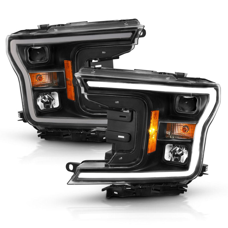 ANZO 2018-2019 Ford F-150 Projector Plank Style H.L. Black Amber (Without Switchback) - eliteracefab.com