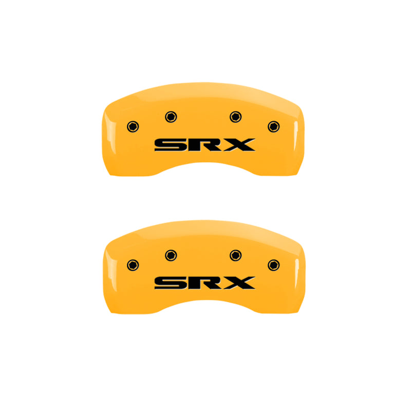 MGP 4 Caliper Covers Engraved Front Cadillac Rear SRX Yellow Finish Black Char 2006 Cadillac SRX MGP