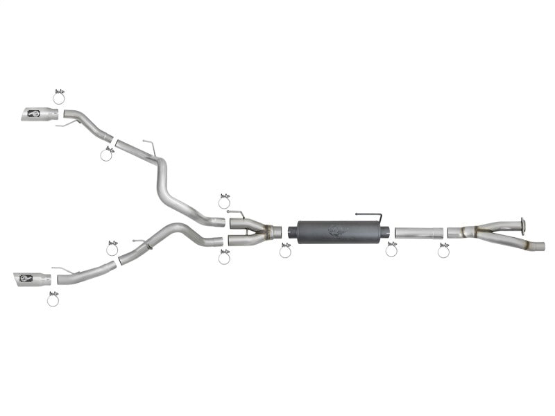 aFe MACHForce-XP 3in to 3-1/2in 304 SS Cat-Back Exhaust w/Polished Tips 17-18 Ford F-150 Raptor 3.5L aFe